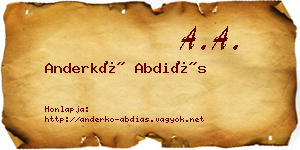 Anderkó Abdiás névjegykártya